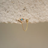 Turquoise Evil Eye Chain Double Stud Earring
