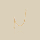 Minimal Sparkle Chain Double Stud Earring