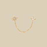 Twin Star Chain Double Stud Earring