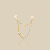 Crystal Web Chain Double Stud Earring