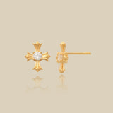 Gothic Ember Cross Stud Earrings