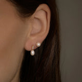 14K Solid Gold Pearl Mini Stud Earrings – Anygolds
