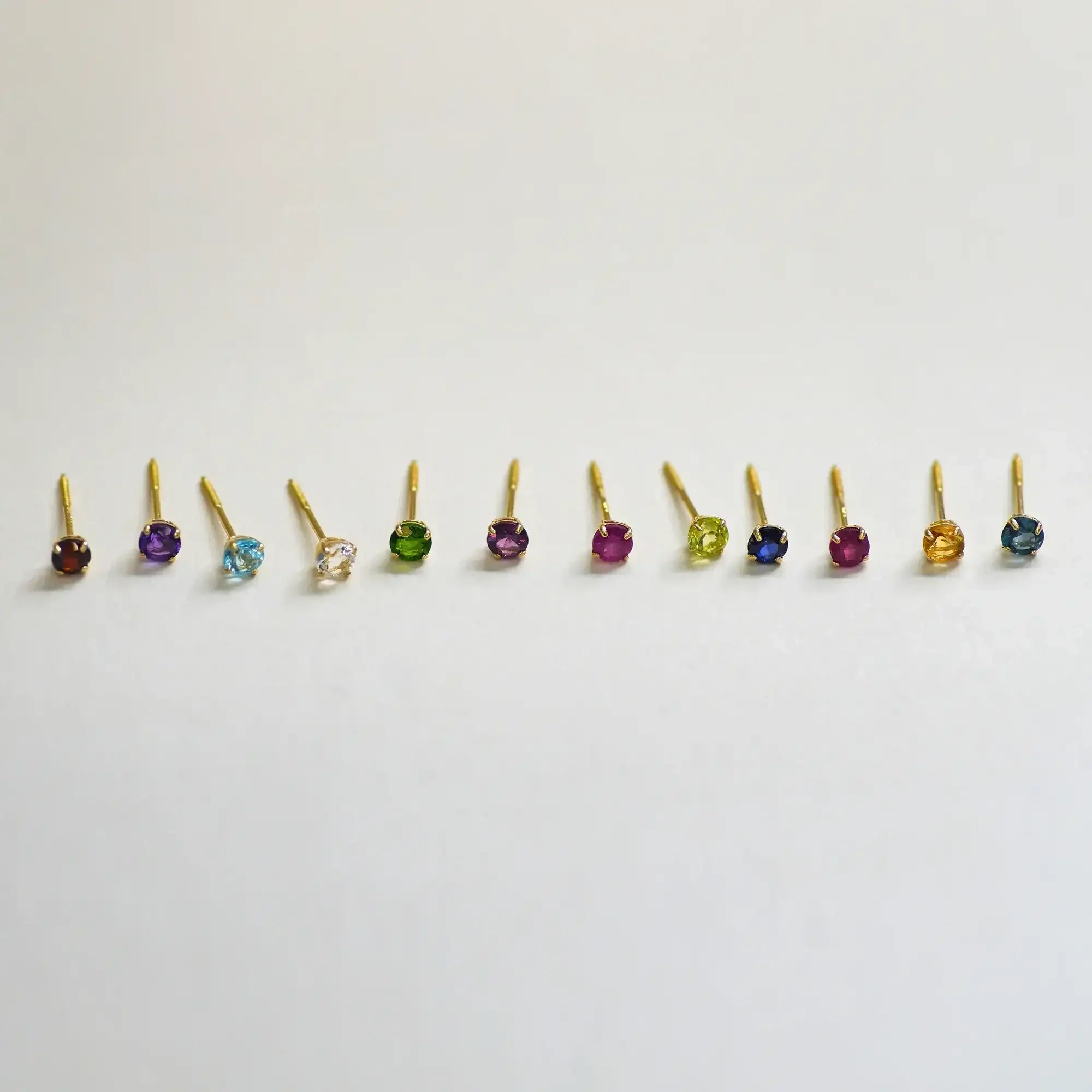 14K Solid Gold Birthstone Stud Earrings – Anygolds