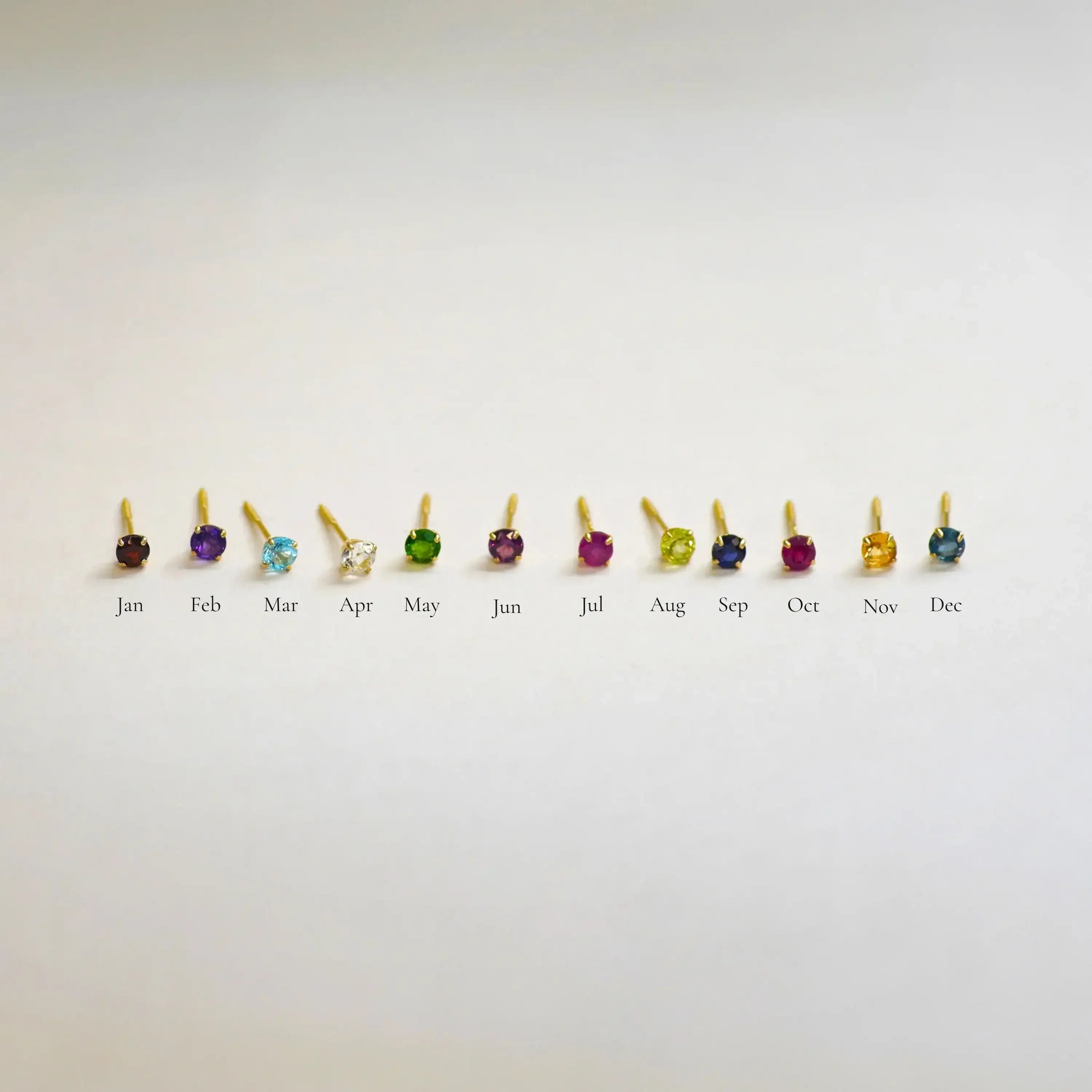 14K Solid Gold Birthstone Stud Earrings – Anygolds