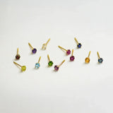 14K Solid Gold Birthstone Stud Earrings – Anygolds