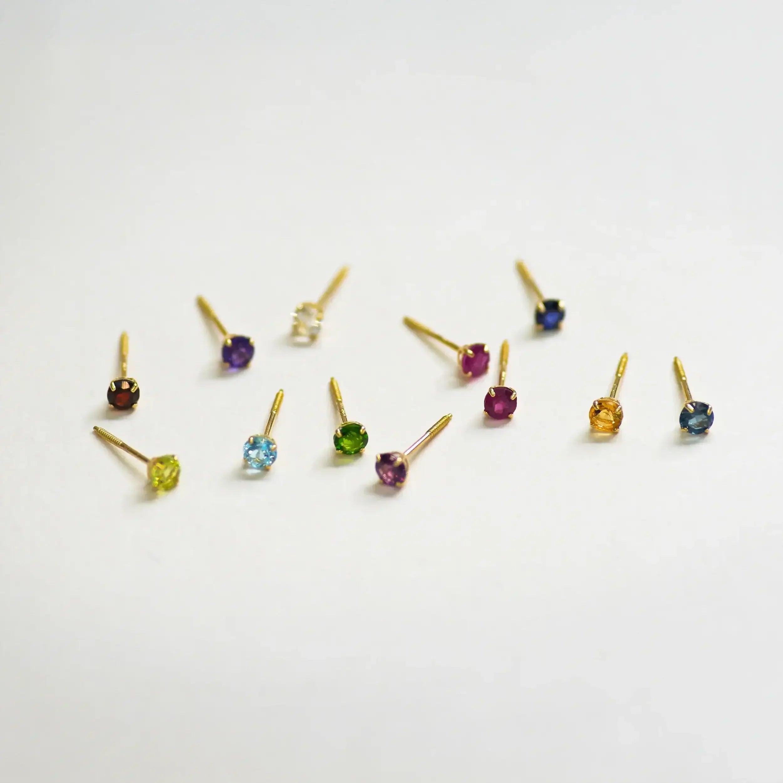 14K Solid Gold Birthstone Stud Earrings – Anygolds