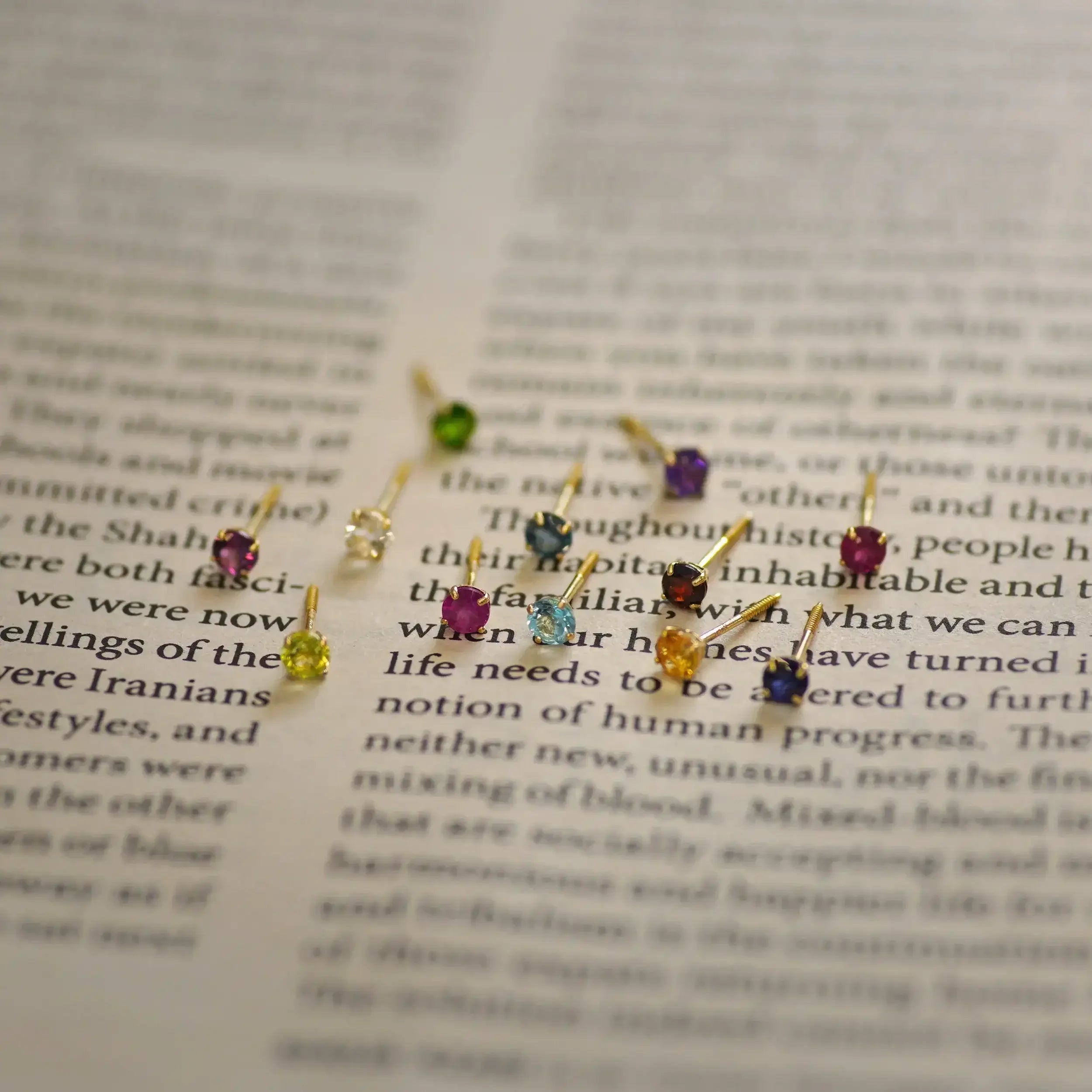 14K Solid Gold Birthstone Stud Earrings – Anygolds