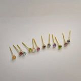 14K Solid Gold Birthstone Stud Earrings – Anygolds