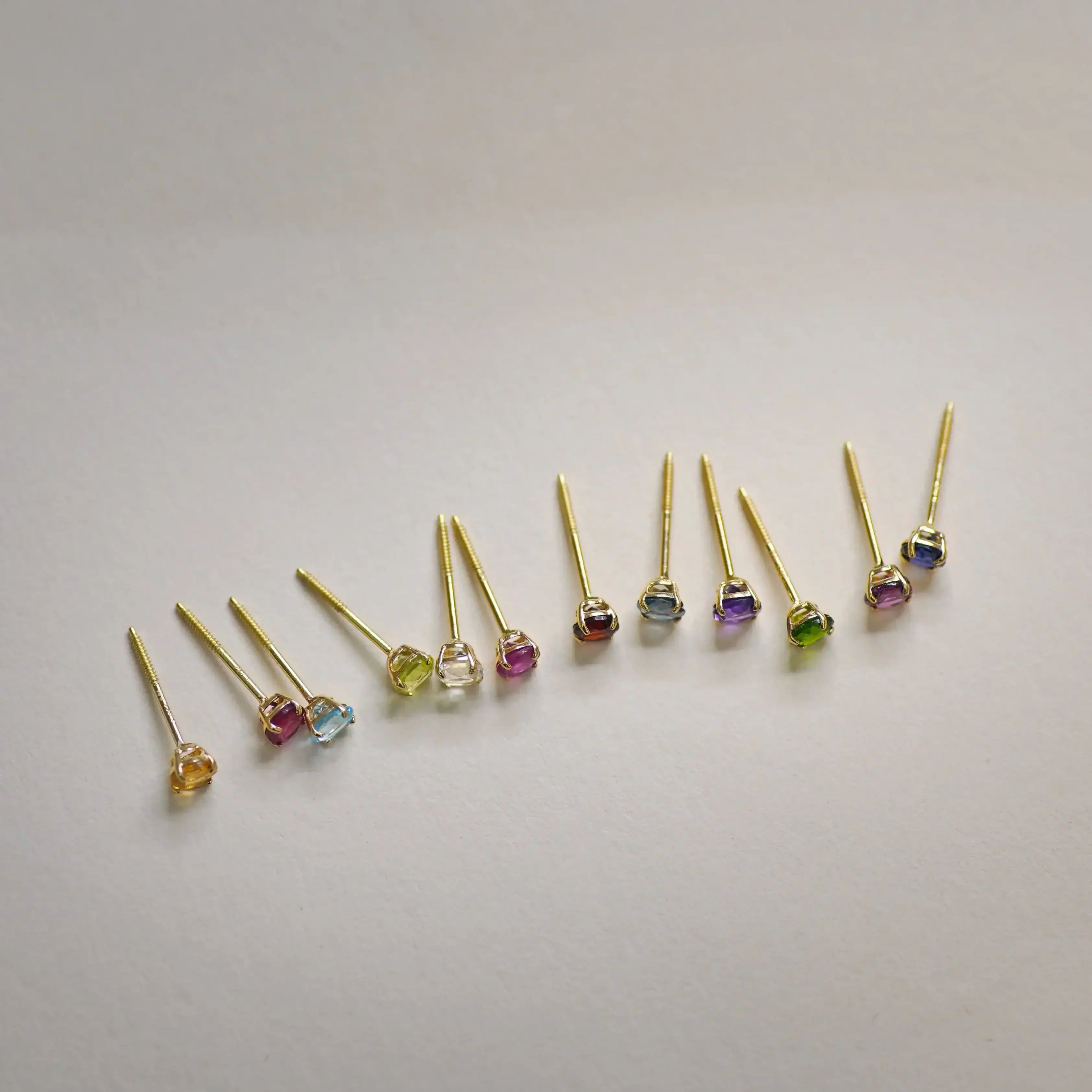 14K Solid Gold Birthstone Stud Earrings – Anygolds