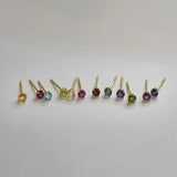 14K Solid Gold Birthstone Stud Earrings – Anygolds