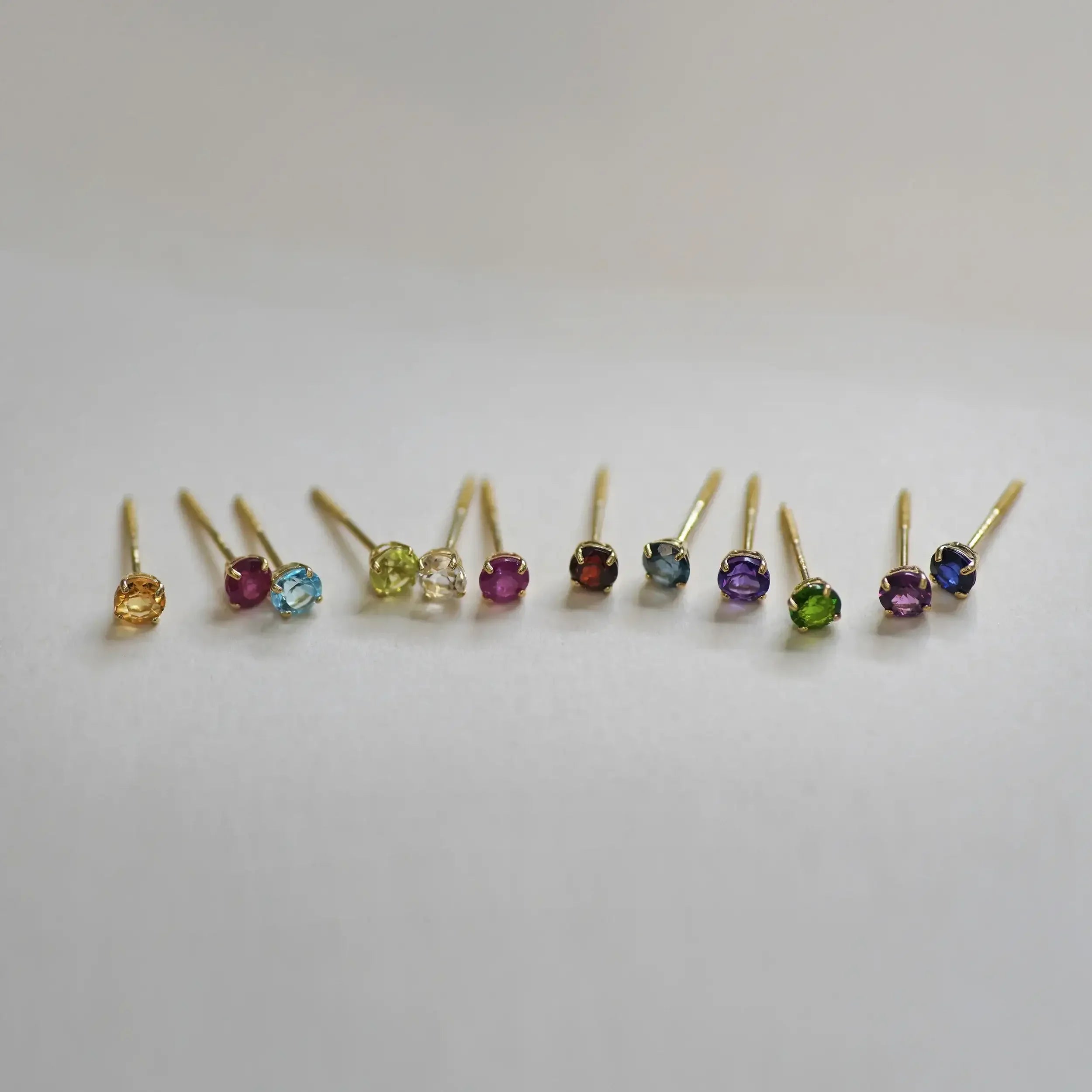 14K Solid Gold Birthstone Stud Earrings – Anygolds