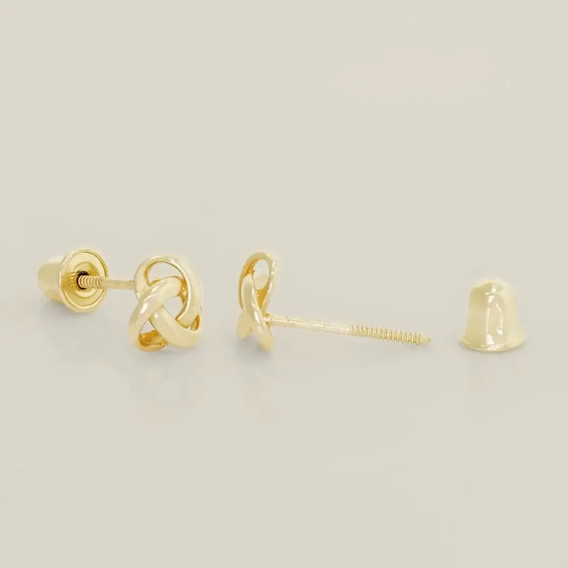 14K Solid Gold Love Knot Symbol Stud Earrings – Anygolds