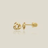 14K Solid Gold Love Knot Symbol Stud Earrings – Anygolds