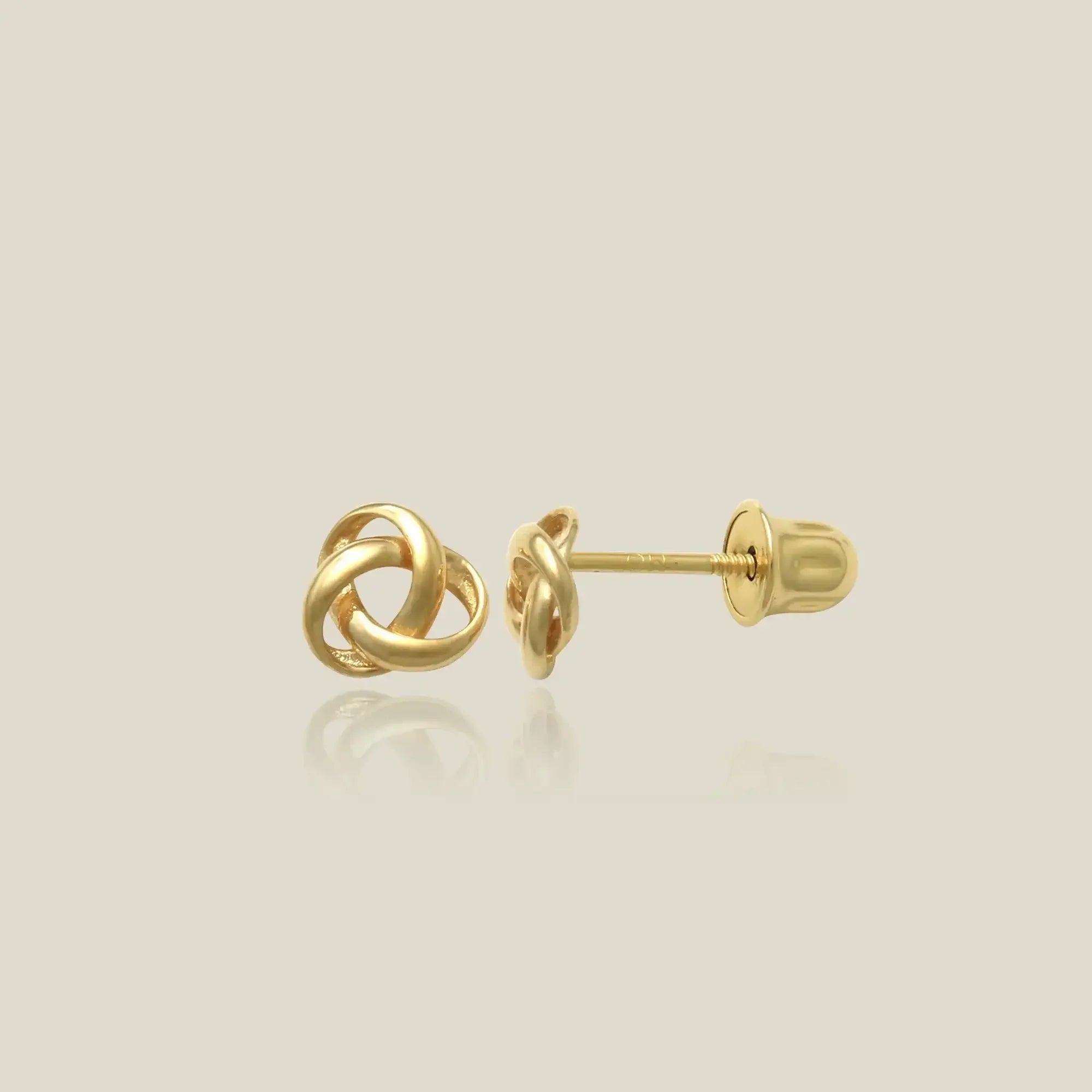 14K Solid Gold Love Knot Symbol Stud Earrings – Anygolds
