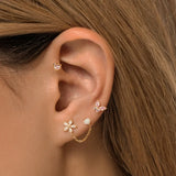 14K Solid Gold Color Stone Butterfly Stud Earrings – Anygolds