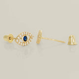 14K Solid Gold Blue Evil Eye Stud Earrings – Anygolds