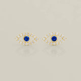 14K Solid Gold Blue Evil Eye Stud Earrings – Anygolds