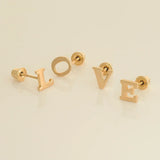 14K Solid Gold Initial Letter Stud Earrings – Anygolds