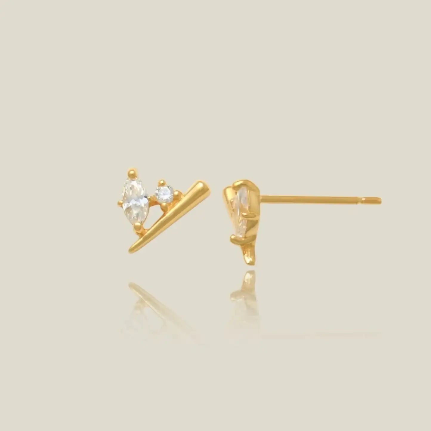 14K Solid Gold Marquise Cluster Stud Earrings – Anygolds