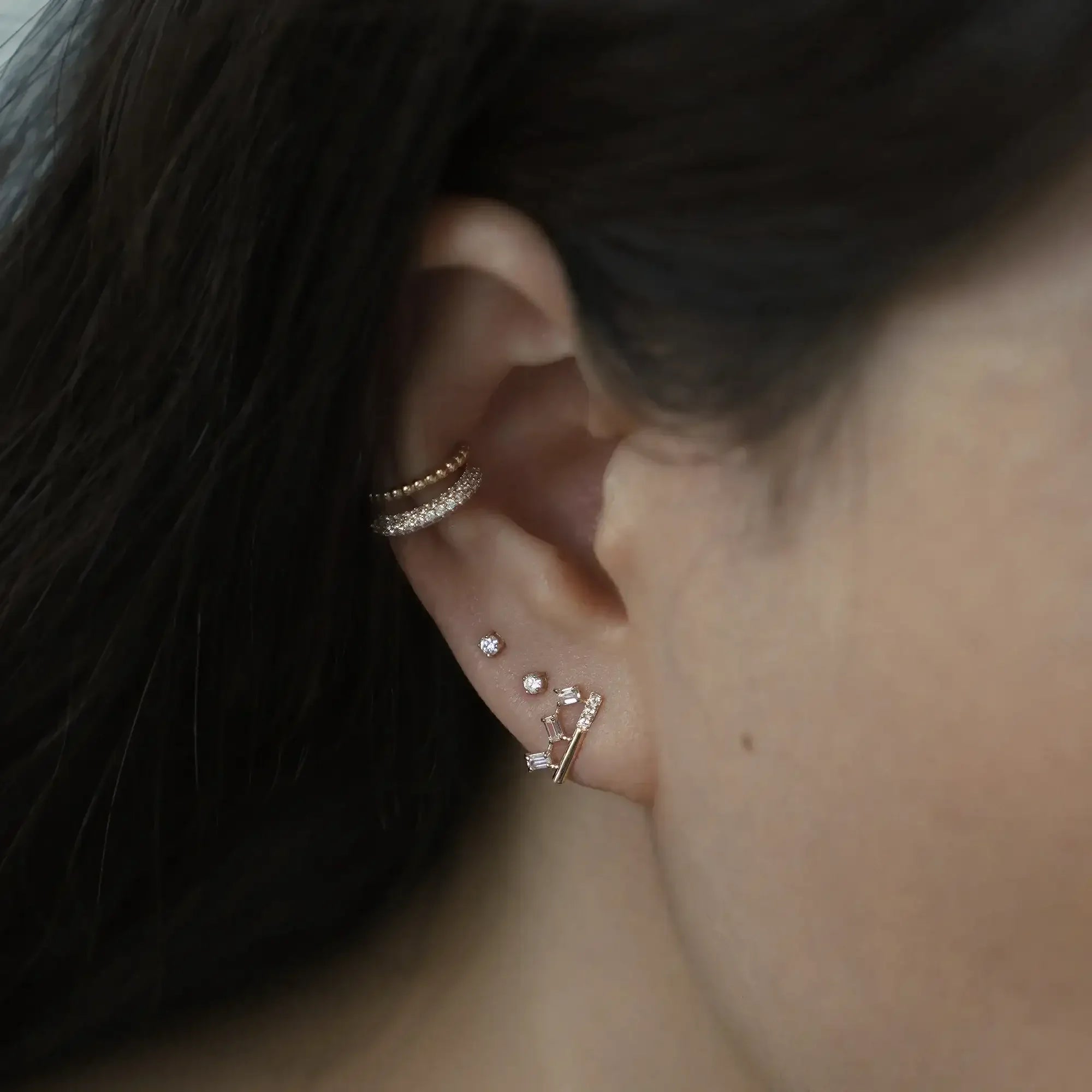 14K Solid Gold CZ Dazzling Ear Cuff – Anygolds