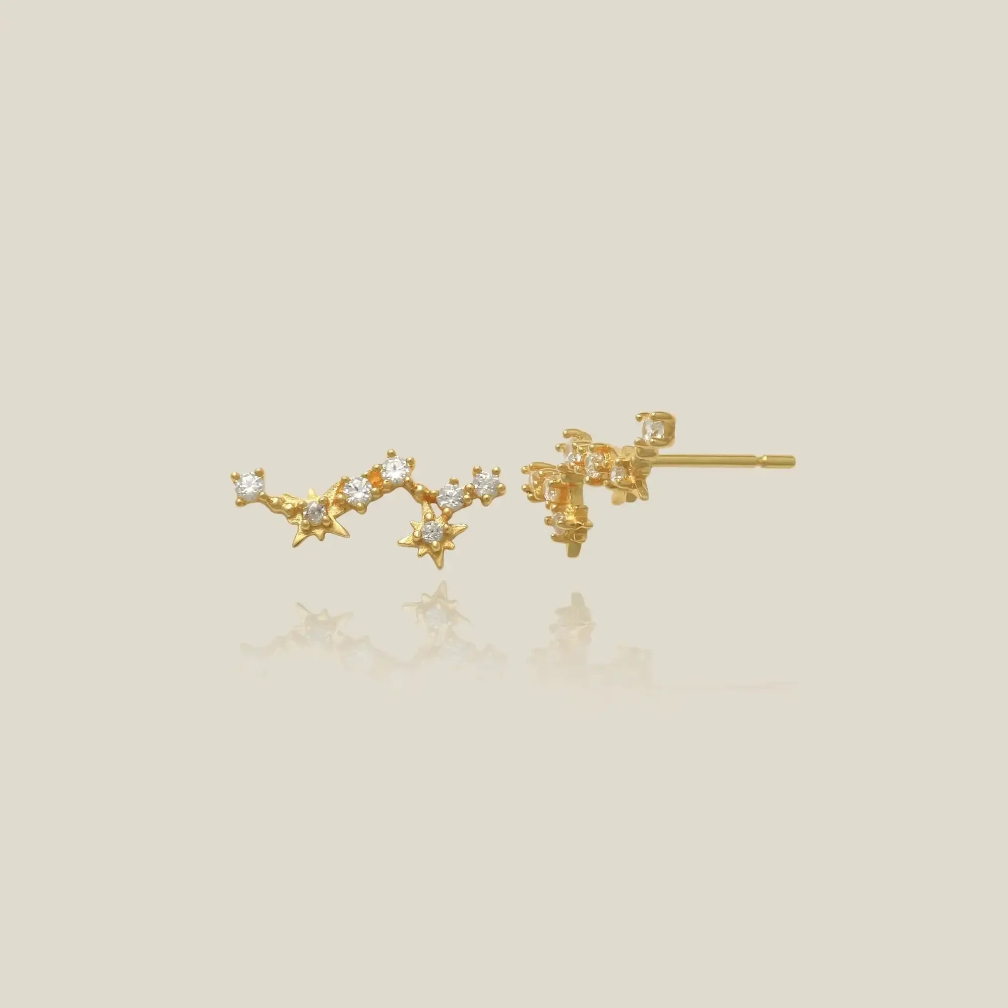 14K Solid Gold Star Climber Stud Earrings – Anygolds