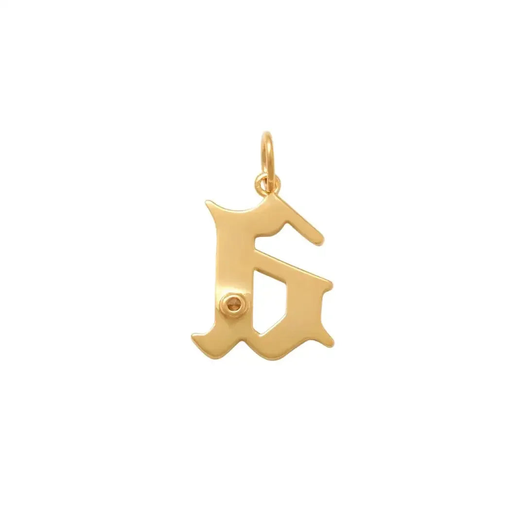 14K Solid Gold Diamond Gothic Initial Pendant – Anygolds