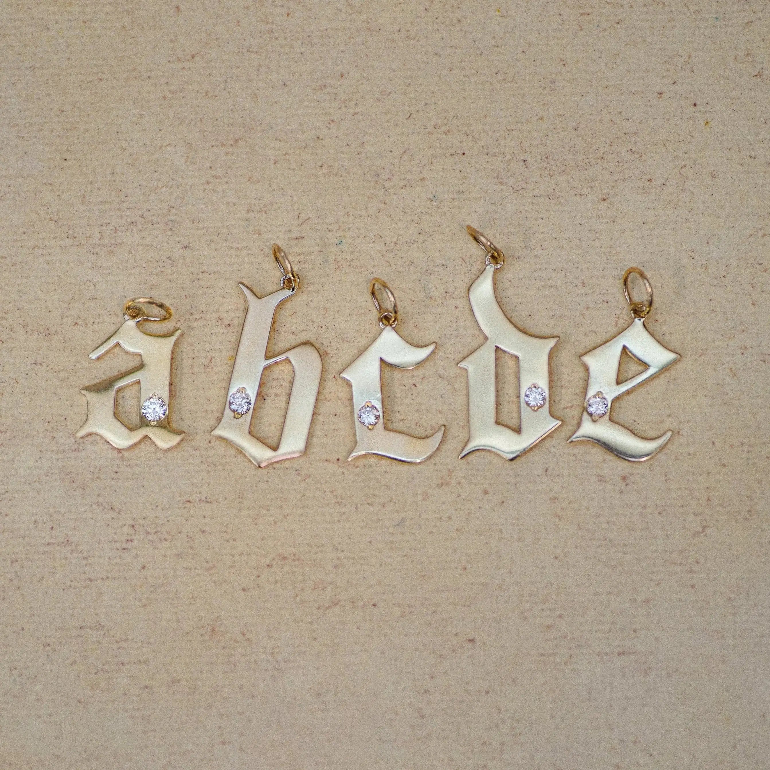 14K Solid Gold Diamond Gothic Initial Pendant – Anygolds