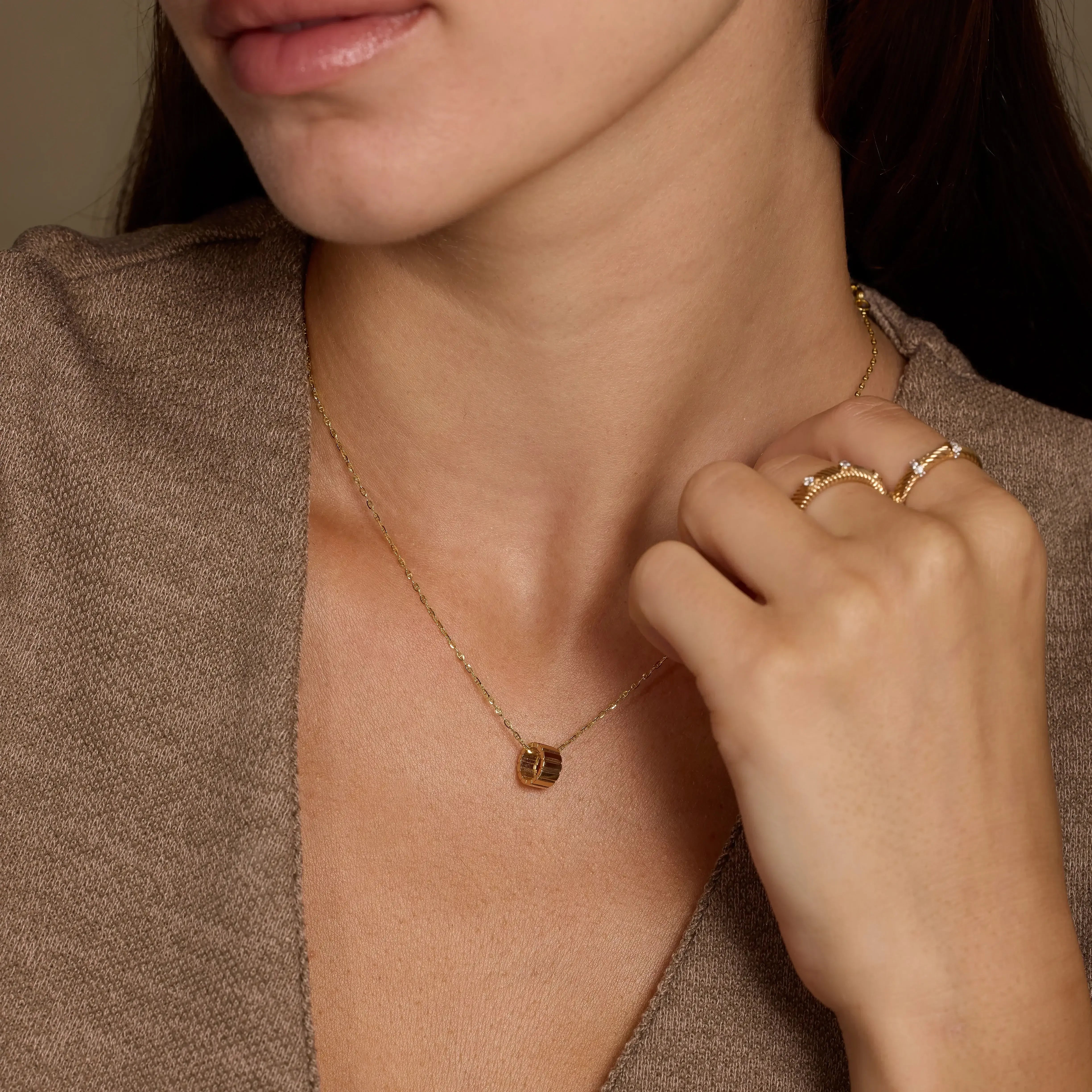 14K Solid Gold Bold Link Ring Charm – Anygolds