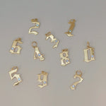 14K Solid Gold Diamond Gothic Number Pendant – Anygolds