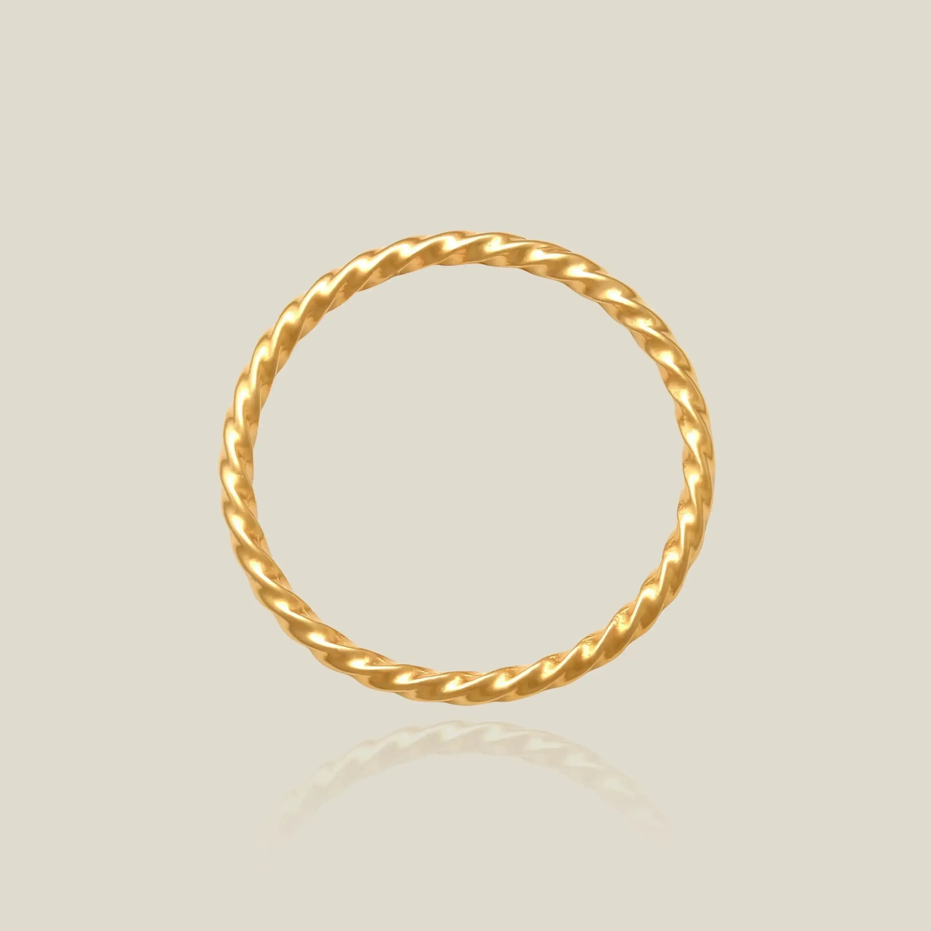 14K Solid Gold Twisted Rope Stacking Ring – Anygolds