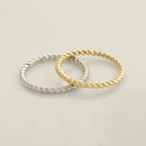 14K Solid Gold Braided Rope Stacking Ring – Anygolds