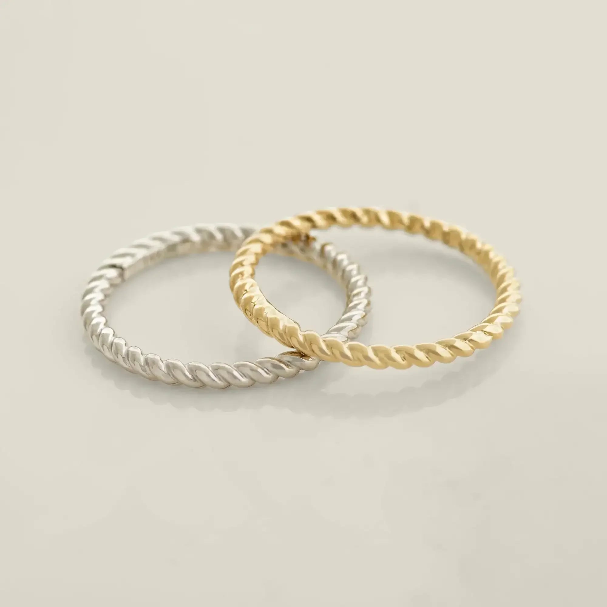 14K Solid Gold Braided Rope Stacking Ring – Anygolds