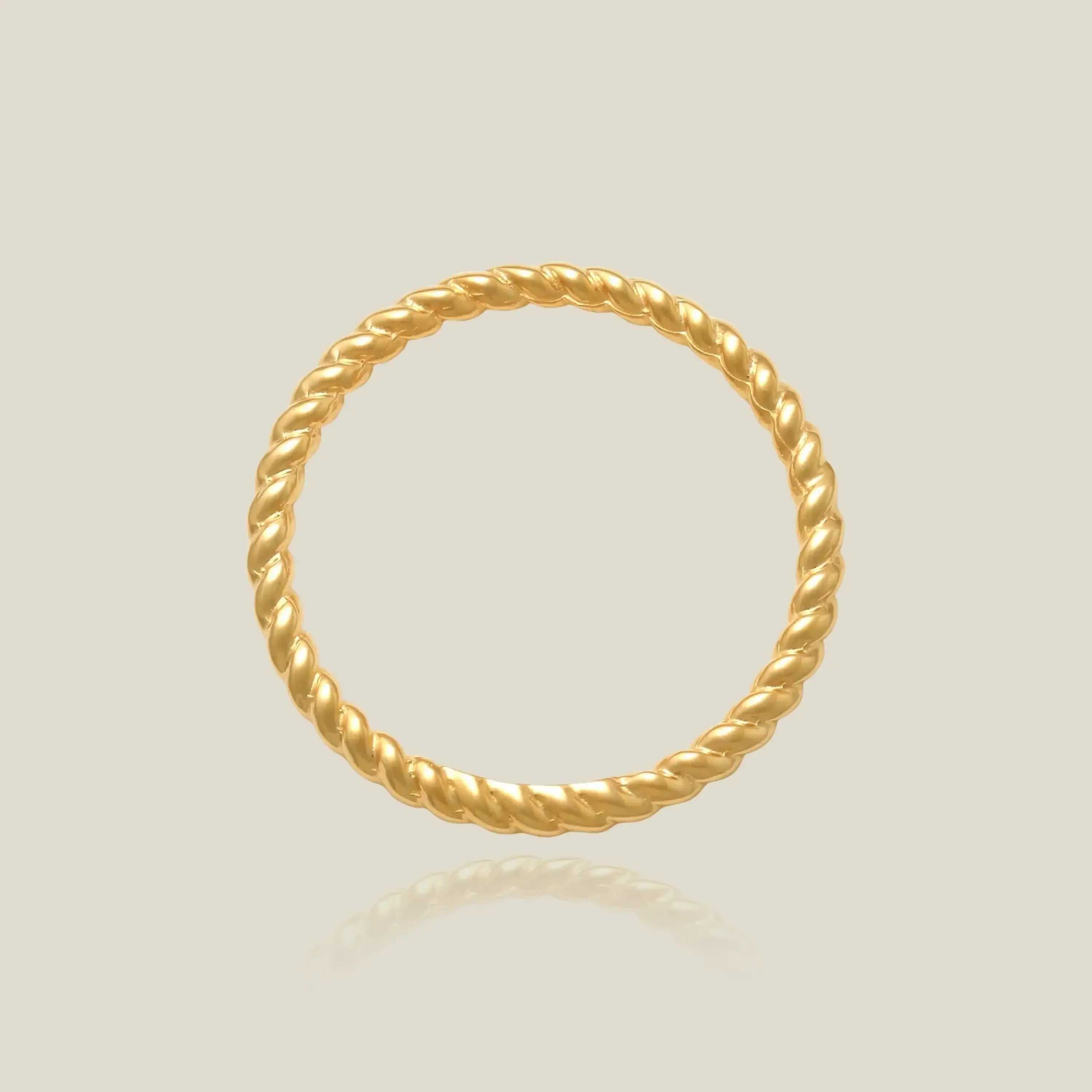 14K Solid Gold Braided Rope Stacking Ring – Anygolds