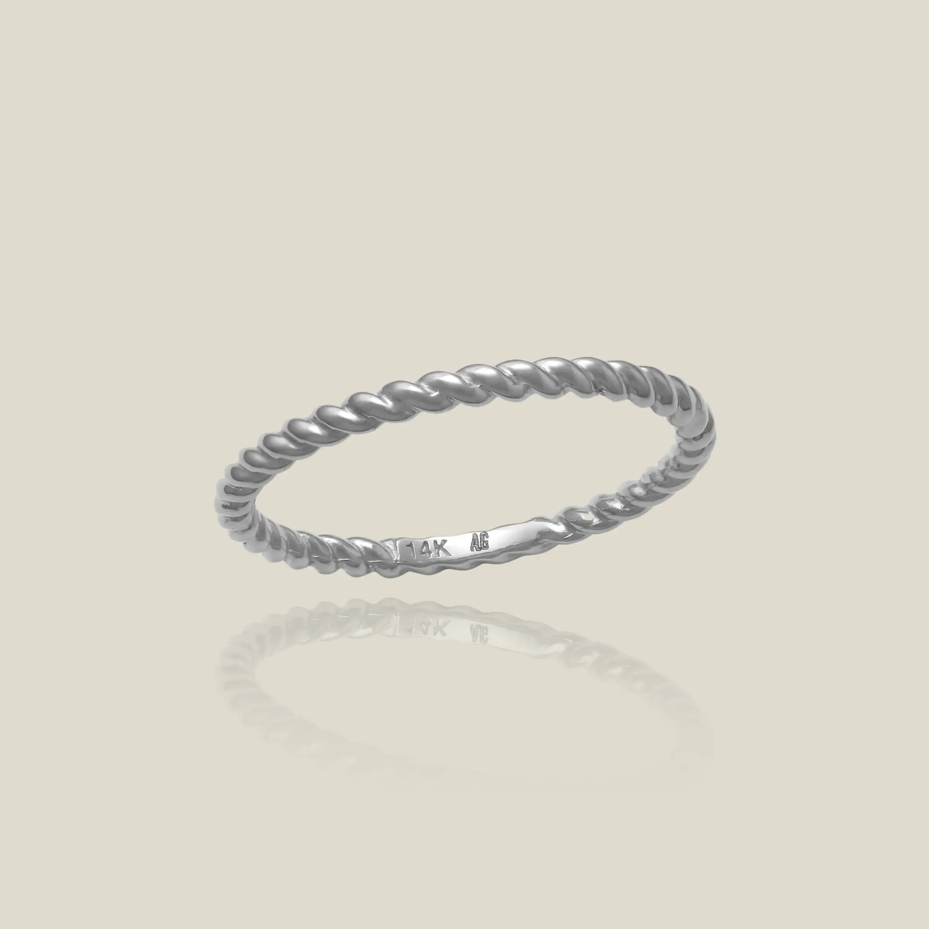 14K Solid Gold Braided Rope Stacking Ring – Anygolds