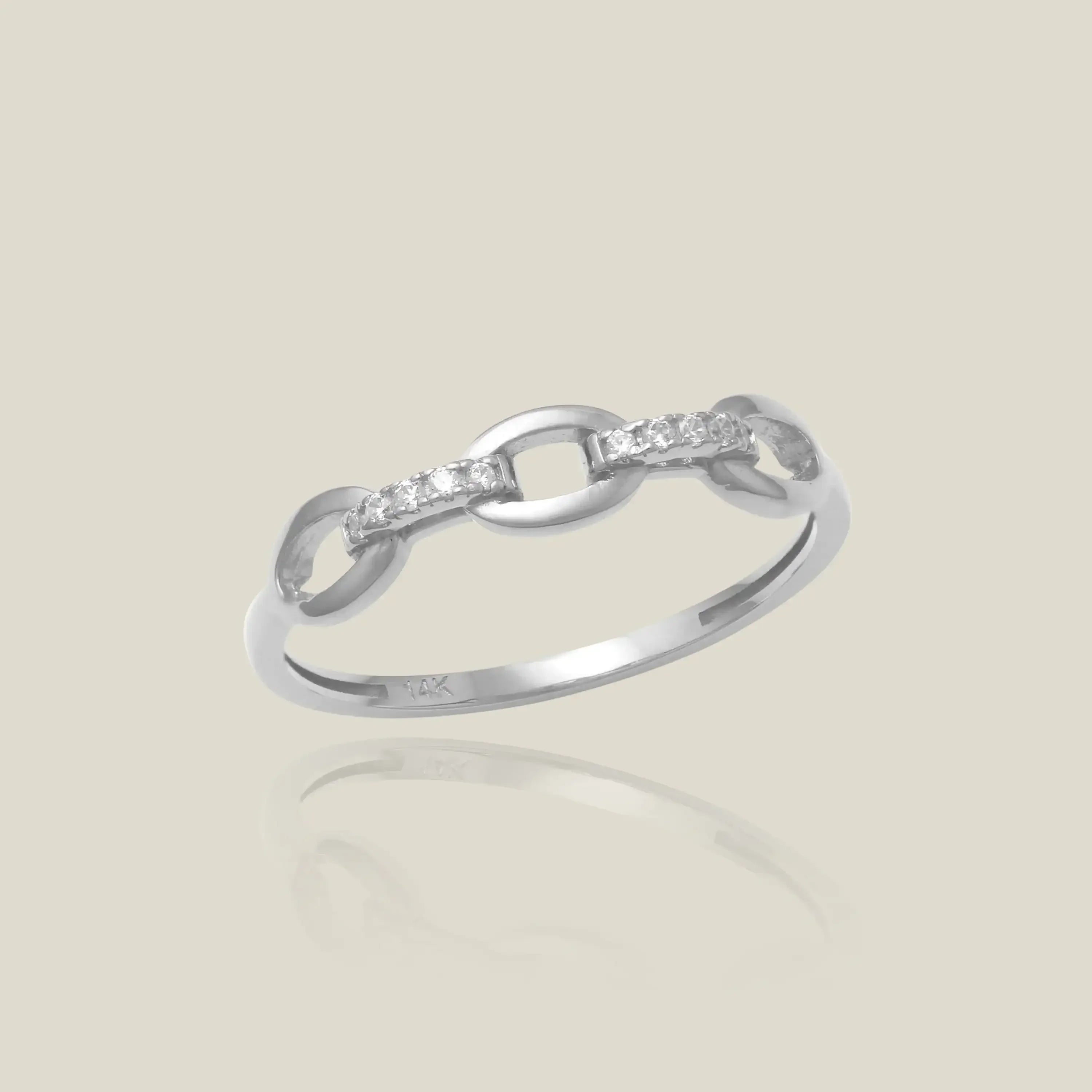 14K Solid Gold Diamond Chain Link Ring – Anygolds