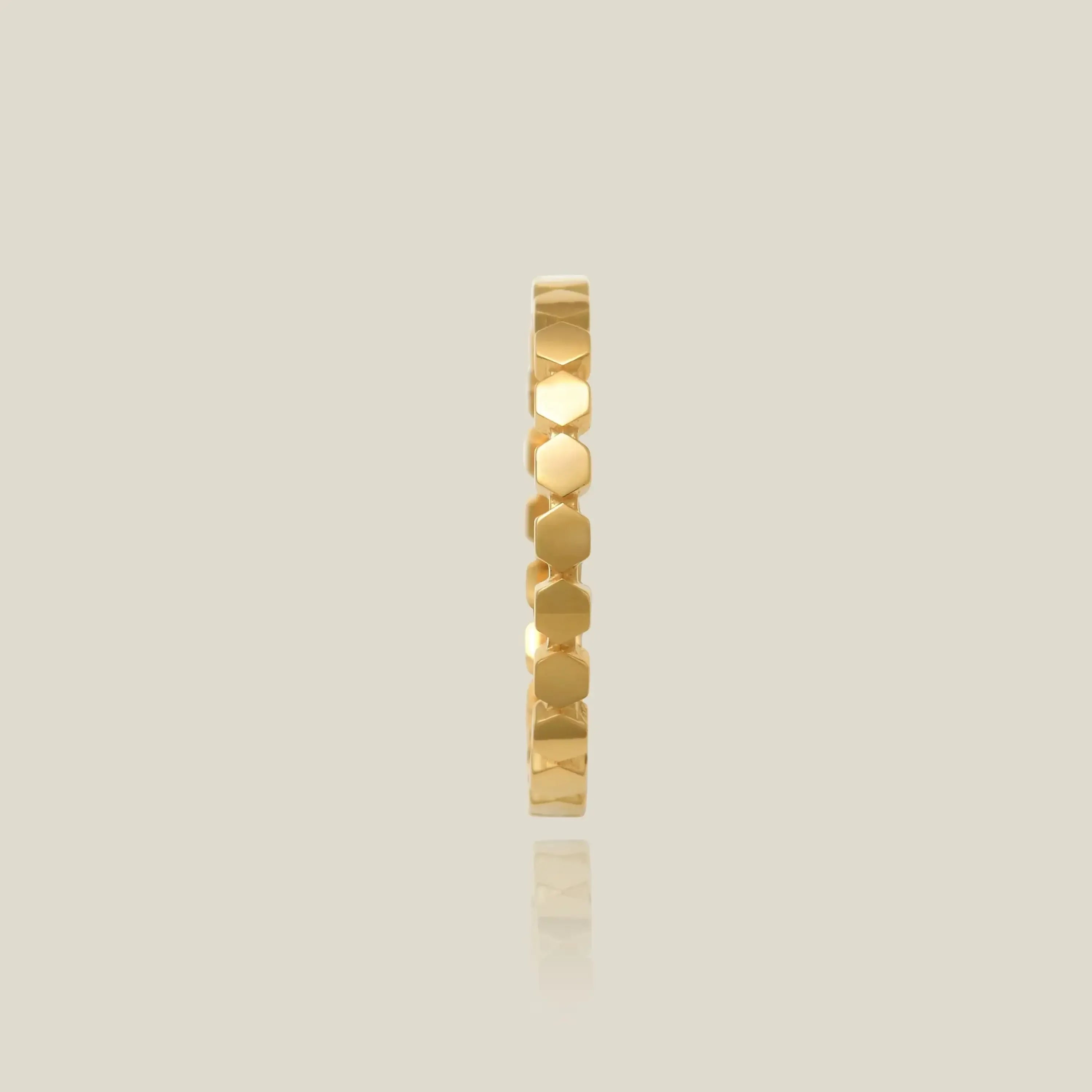 14K Solid Gold Hexagon Band Ring – Anygolds
