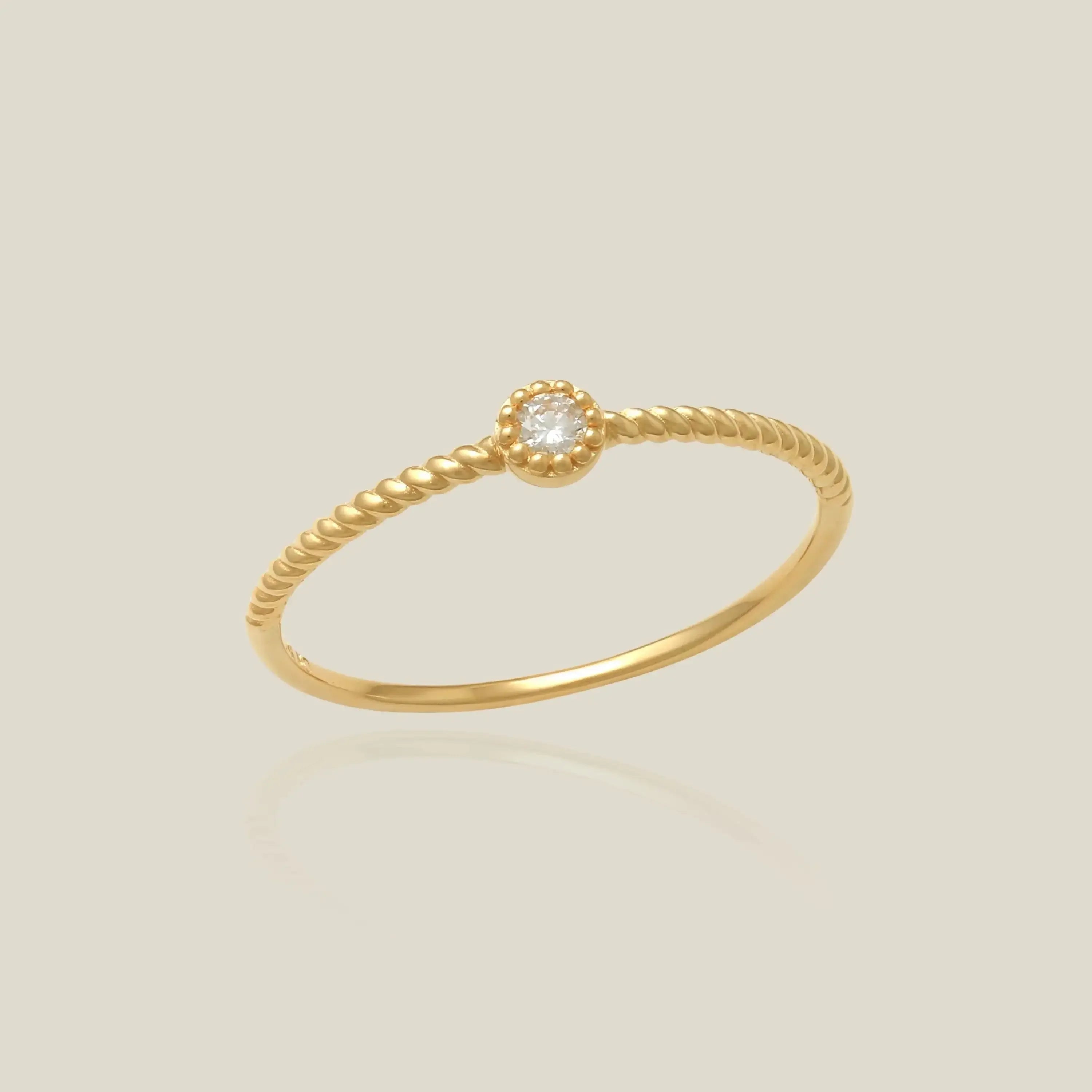 14K Solid Gold Twisted Rope Diamond Ring – Anygolds