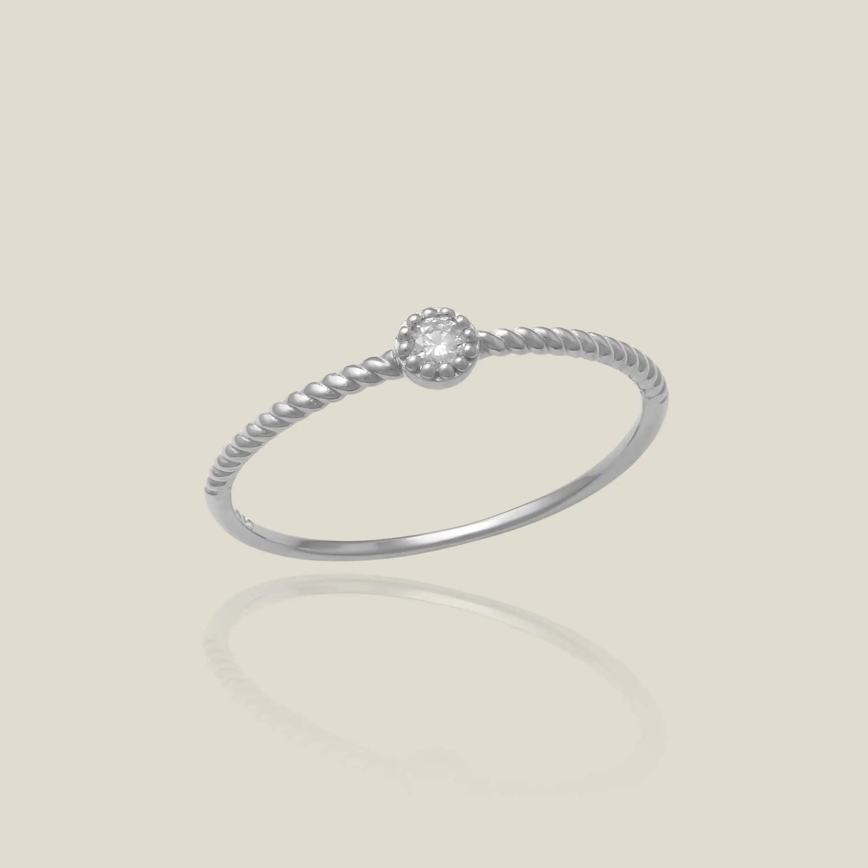 14K Solid Gold Twisted Rope Diamond Ring – Anygolds