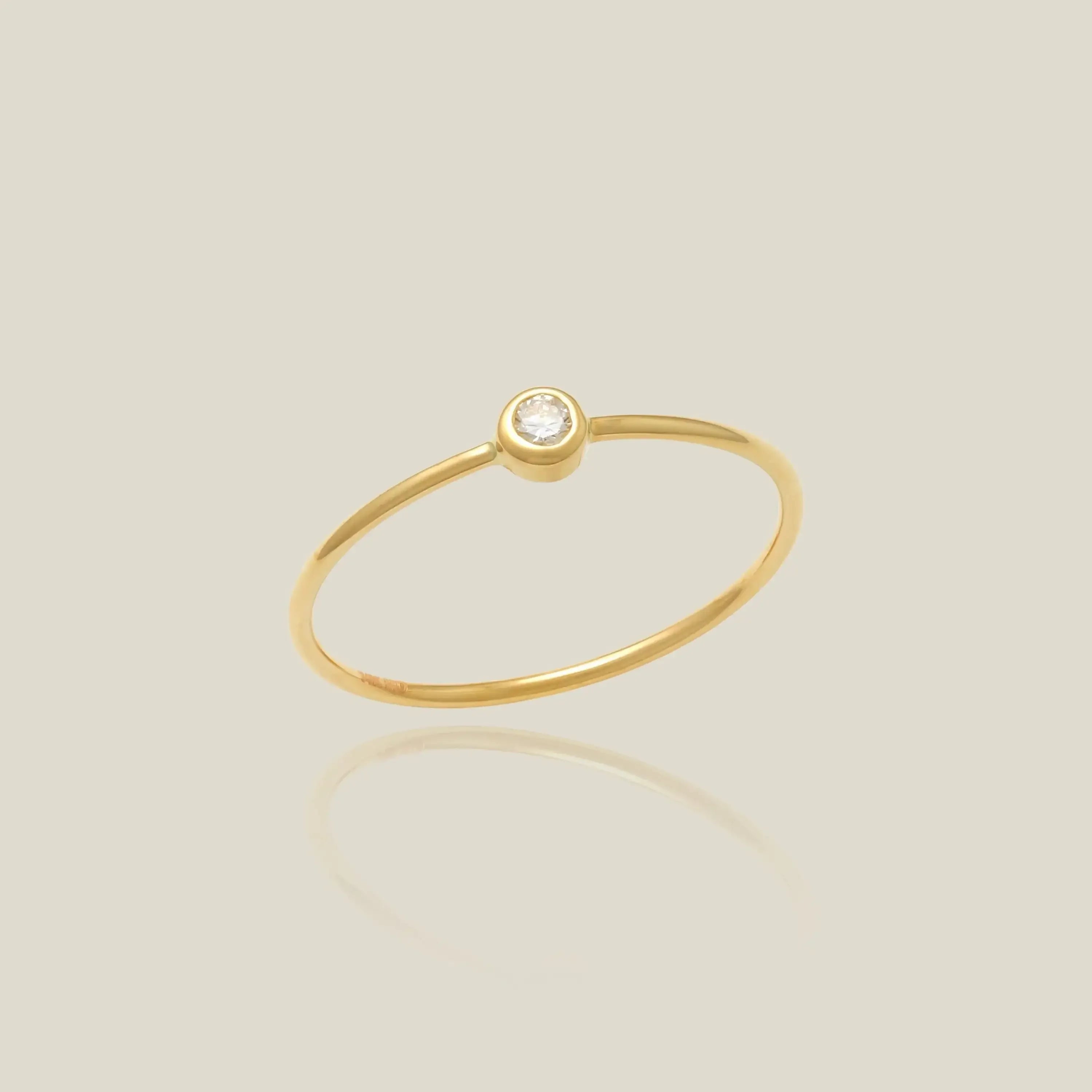 14K Solid Gold Bezel Set Diamond Ring – Anygolds