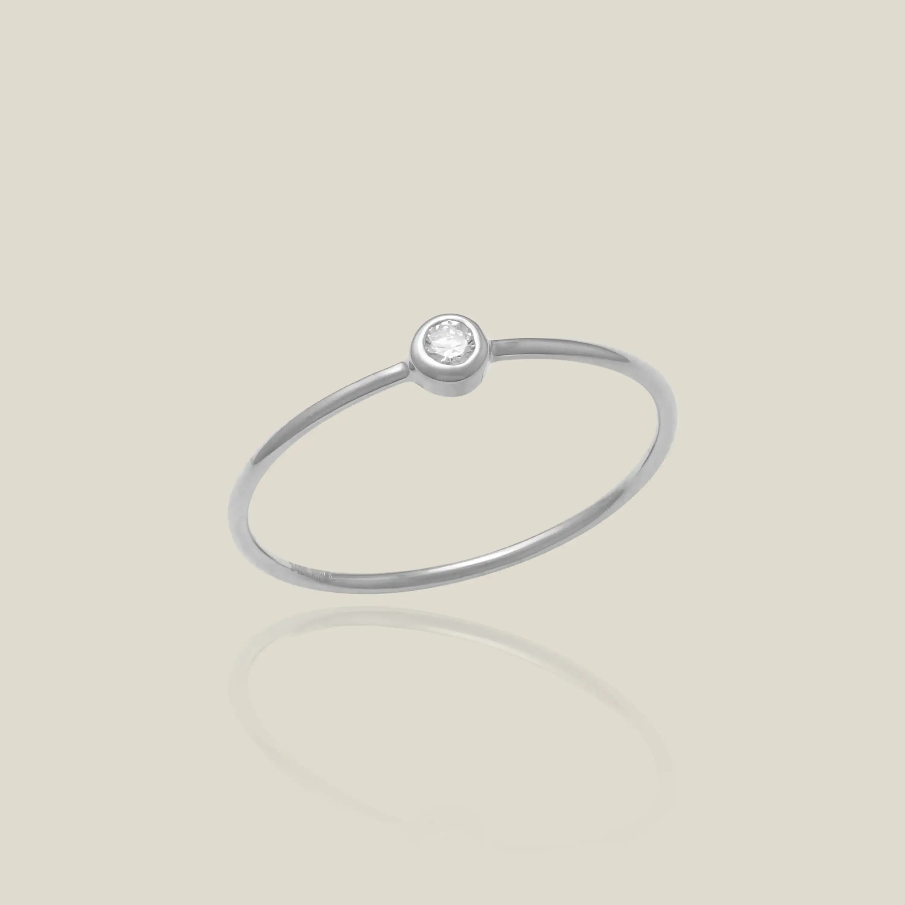 14K Solid Gold Bezel Set Diamond Ring – Anygolds
