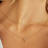 14K Solid Gold Diamond Cross Necklace – Anygolds