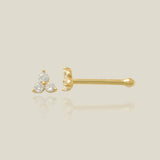 14K Solid Gold Trinity Diamond Nose Bone Stud – Anygolds
