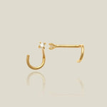 14K Solid Gold Diamond Corkscrew Nose Stud – Anygolds