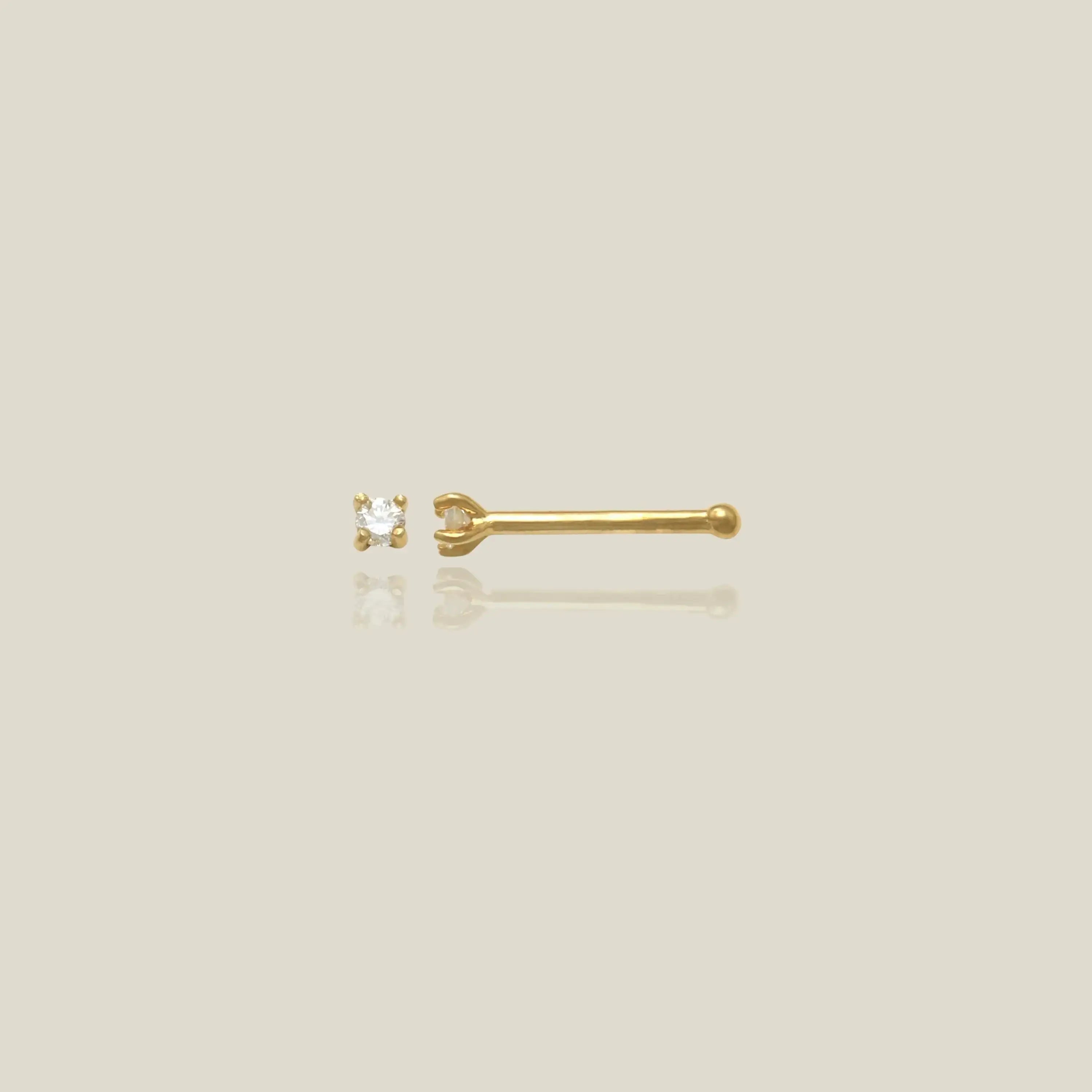 14K Solid Gold Diamond Nose Bone Stud – Anygolds