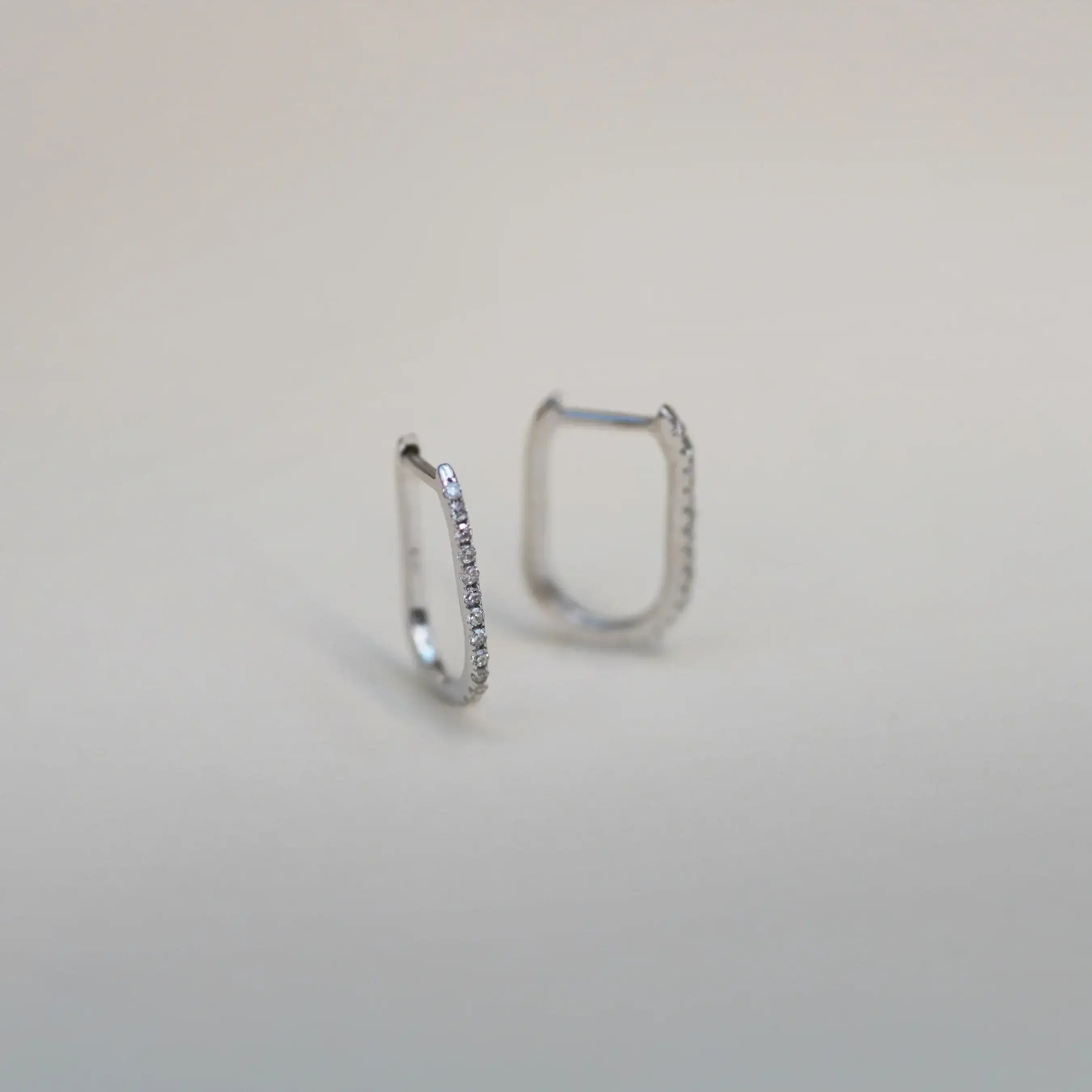 14K Solid Gold Micro-Pavé Diamond Oval Hoop Earrings – Anygolds