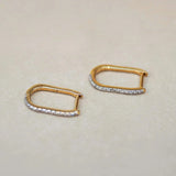 14K Solid Gold Micro-Pavé Diamond Oval Hoop Earrings – Anygolds