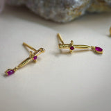 Aretes de espada y daga de rubí