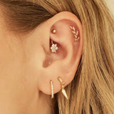 14K Solid Gold Daisy Flower Stone Curved Barbell – Anygolds