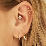 14K Solid Gold Prong Diamond Hoop Earrings – Anygolds