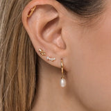 14K Solid Gold Double Pearl Stack Stud – Anygolds